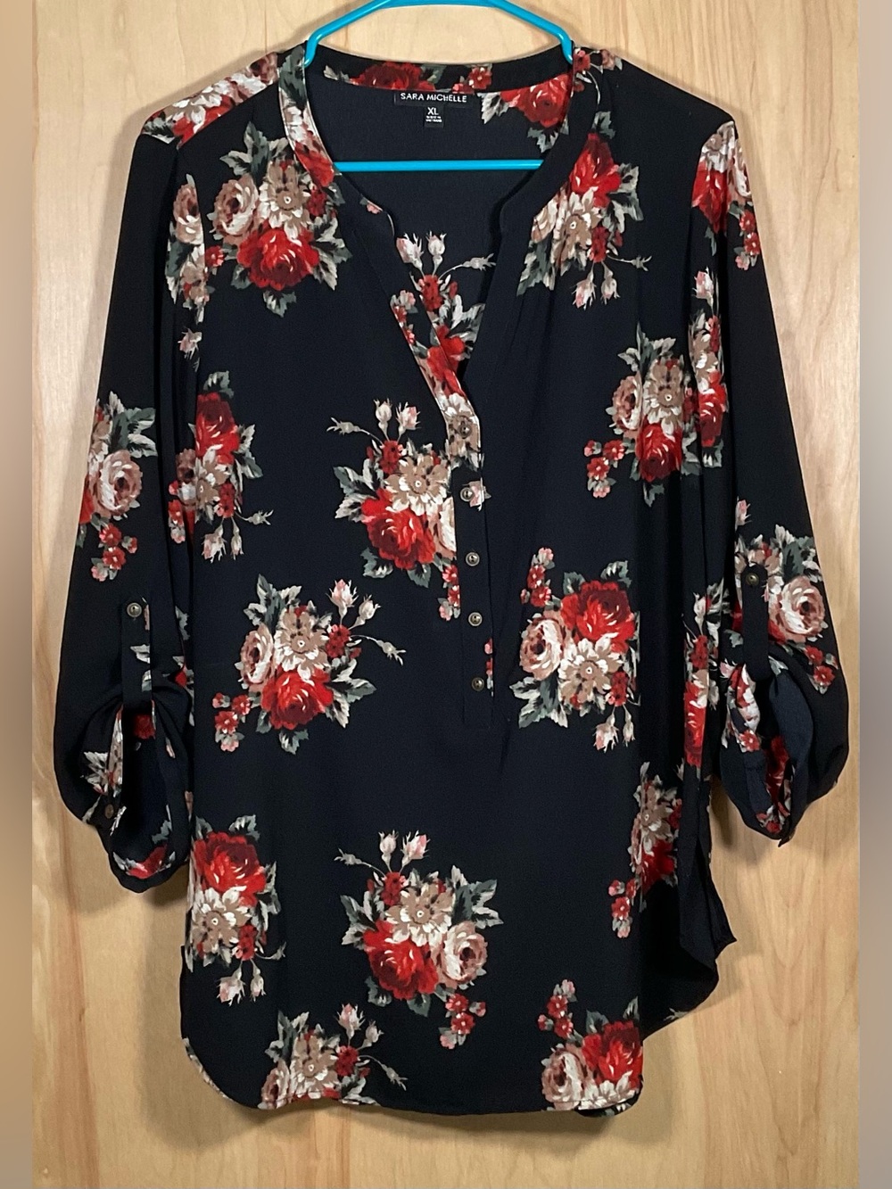 Sara Michelle Sheer Floral Blouse - EUC